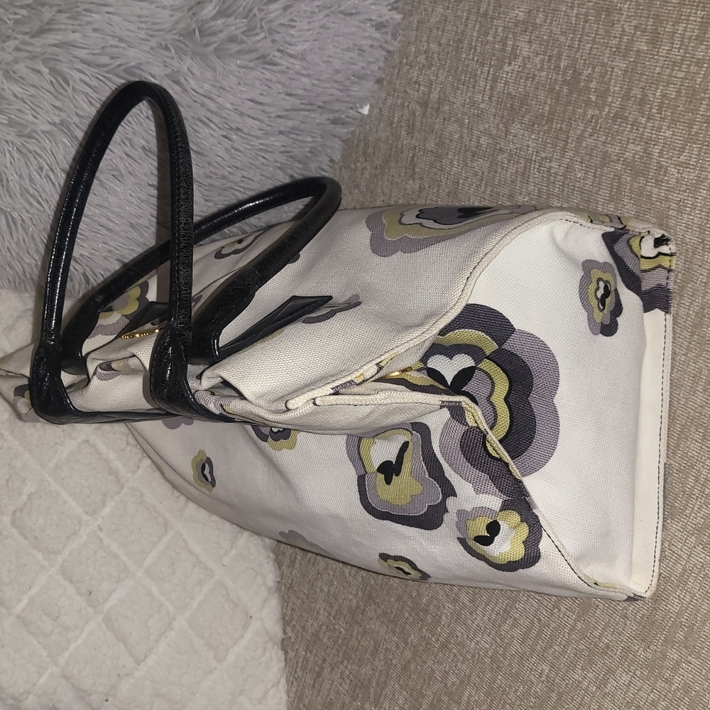 Miu Miu Floral Canvas Tote Bag - Black and Cream - Picture 4 of 9
